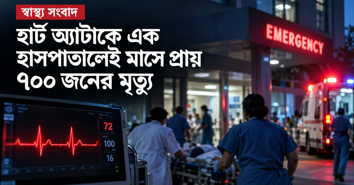 হার্ট অ্যাটাকে এক হাসপাতালেই মাসে প্রায় ৭০০ জনের মৃত্যু